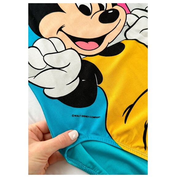 Vintage 90s Disney Mickey Mouse Blue Pink Exercise Jazzercise Leotard One Piece - Picture 7 of 15